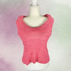 Y2k Oboe Pink Loose Knit Cowl Neck Sweater